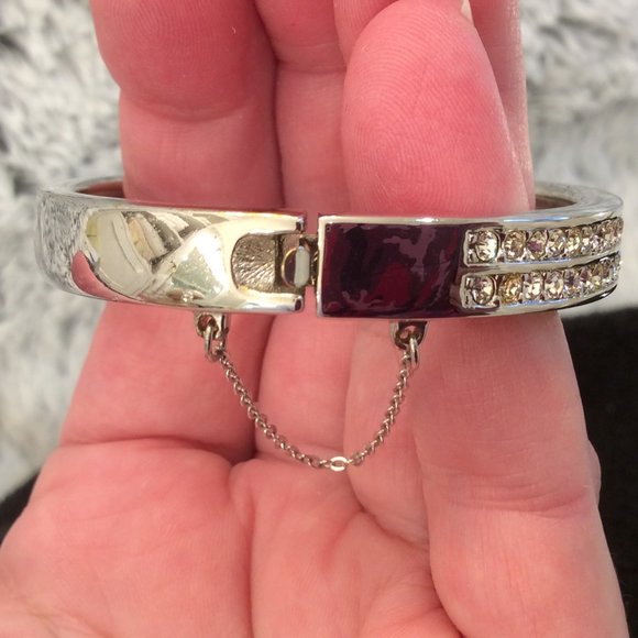 Vintage Swarovski Silver Crystal Bangle Bracelet - Picture 5 of 16